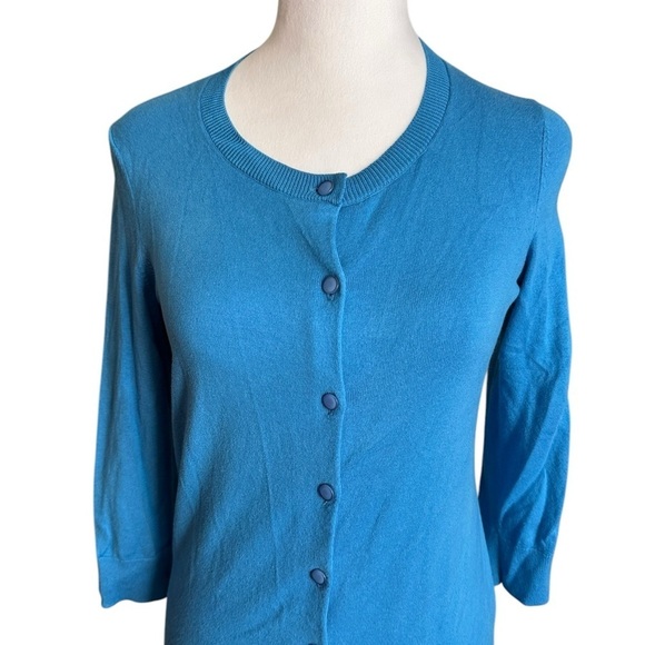 Talbots Womens Cardigan Sweater Size XS Blue Button Up 3/4 Sleeve - Picture 5 of 17